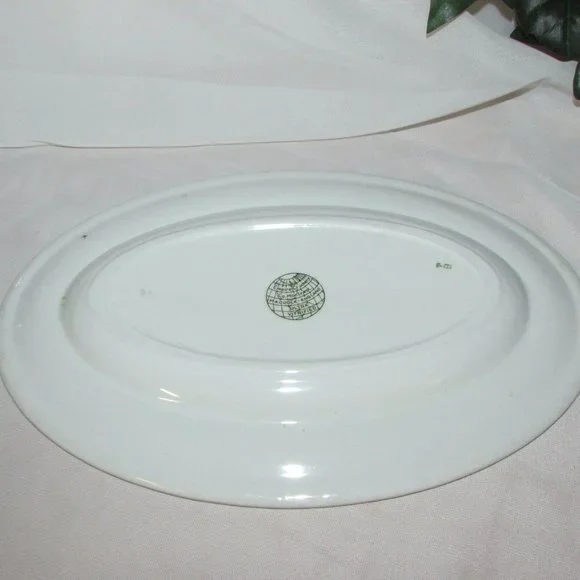 Vintage Oval Serving Platter Maddock Empire Crockery England Green Hotel Ware - Picture 3 of 5